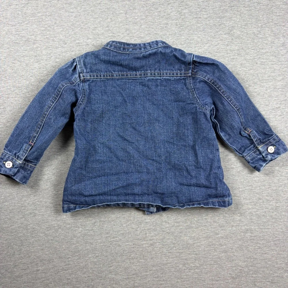 Old Navy Denim Jacket 12-18 Months y2k Floral Embroidered Blue Jean Coat